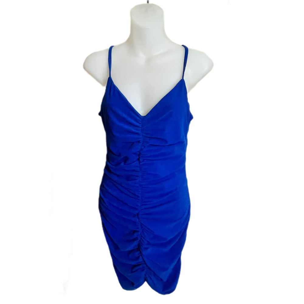 SHEIN Ruched Front & Back Velvet Bodycon Dress